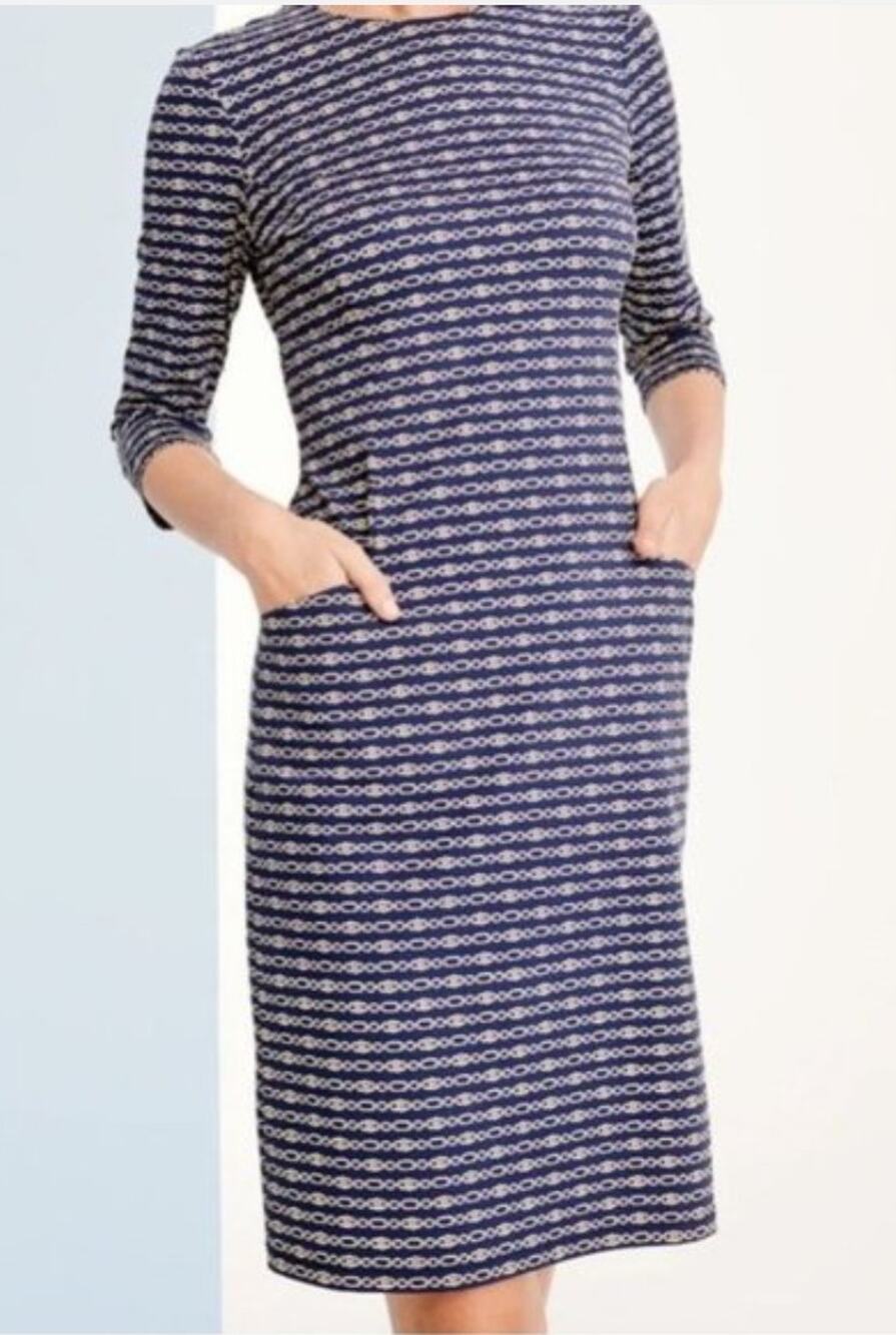 J McLaughlin Catalyst Dress Womens M Catalina Cloth Carriage Chain Print Preppy